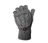 TOSKATOK® Gants sans Doigts en Laine torsadée pour Femme-Taille Unique-Gris