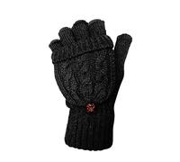 TOSKATOK® Gants sans Doigts en Laine torsadée pour Femme-Taille Unique-Noir
