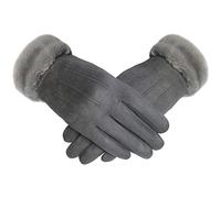 TOSKATOK Ladies Womens Élégant Gants d'hiver Chauds et Confortables en Simili suède avec Doublure Confortable et Manchette en Fausse Fourrure-Taille Unique-Gris