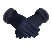 TOSKATOK Ladies Womens Élégant Gants d'hiver Chauds et Confortables en Simili suède avec Doublure Confortable et Manchette en Fausse Fourrure-Taille Unique-Marine