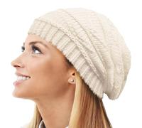 TOSKATOK® Mesdames, Doux, empoté Bonnet Beanie tricoté-Cream-A