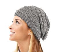 TOSKATOK® Mesdames, Doux, empoté Bonnet Beanie tricoté-Grey-A