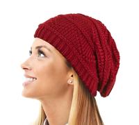 TOSKATOK® Mesdames, Doux, empoté Bonnet Beanie tricoté-Red