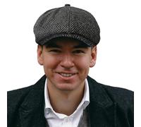 TOSKATOK® Unisexe Hommes, Femmes 8 Panel Herringbone en Laine mélangée Baker Boy Casquette-Charbon-Taille Unique