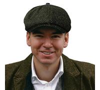 TOSKATOK® Unisexe Hommes, Femmes 8 Panel Herringbone en Laine mélangée Baker Boy Casquette-Olive-Taille Unique