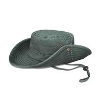 TOSKATOK® UPF 50+ Chapeau de Brousse Unisexe en Coton de Style Australien Safari Outback avec Large Bord, mentonnière Amovible, Boutons-Pression latéraux et aérations-ARMYGREEN-60