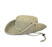 TOSKATOK® UPF 50+ Chapeau de Brousse Unisexe en Coton de Style Australien Safari Outback avec Large Bord, mentonnière Amovible, Boutons-Pression latéraux et aérations-KHAKI-58