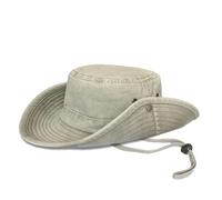 TOSKATOK® UPF 50+ Chapeau de Brousse Unisexe en Coton de Style Australien Safari Outback avec Large Bord, mentonnière Amovible, Boutons-Pression latéraux et aérations-STONE-60