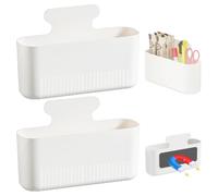 Toski Porte-stylos Magnétiques, 2 Pièces Grand Porte-marqueurs Magnétique avec 2 Séparateurs, Support Eponge Magnetique Puissant pour Tableau Blanc, Organisateur de Crayon pour École, Bureau, Blanc