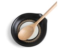 Toski Repose Cuillere Ceramique pour Cuisinière et Comptoir, Repose Cuillère à Chaleur de Cuisine, Porte Cuillere Noir, Grand Support de Cuillère pour Louche, Spoon, Spatule, Lavable au Lave-vaisselle