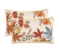 Tosleo Housse de Coussin Fleurs 30 x 50 cm Jardin Feuille d'érable Décoratif Fruits Rouges Taie d'oreiller pour Canapé Salon Chambre Chaise Maison Automne Décoration 2 Pièces