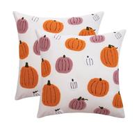 Tosleo Housse de Coussin Halloween 50 x 50 cm Tufté de Citrouille Brodé Rose Orange Taies d'oreiller pour Canapé Salon Maison Extérieur Thanksgiving Fête Décoration 2 Pièces