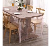 Tosleo Nappe de Mariage en Tulle Décorations d'arche de Table Décoration de Fête Prénuptiale Tissu en Maille Dentelle Perlée Mousseline d'anniversaire Prénatale Candy Bar Rose 140 x 305 cm