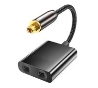 Toslink Adaptateur répartiteur, Répartiteur Audio Optique Numérique S/PDIF 1 Entrée Mâle Vers 2 Sorties Femelle Fibre De Verre Blindée Connecteur Métallique Plaqué Or Pour Téléviseur Récepteur, 0,15M