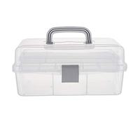 Tosnail 12-Inch 3 Layers Plastic Craft Organizer Box Storage Container First Aid Carrying Case for Sewing, Painting, Arts - Clear