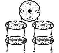Tosnail Lot de 5 supports en métal pour plantes d'intérieur et d'extérieur, Support pour pots de fleurs, Support court pour décoration de sol et de table - Double entretoise