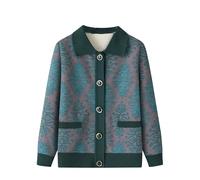 TOSOFT 3 Styles De Cardigans Ouverts Sur Le Devant Pour Femmes D'âge Moyen Et Seniors Automne-hiver Chaud Cardigans Tricotés Pour Grand-mère Et Maman(Green 3,5XL)