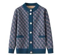 TOSOFT 4 Styles De Cardigans Thermiques En Velours Pour Grand-mère Pulls En Polaire Pour Femmes D'âge Mûr Et Seniors Manteaux Grande Taille(Blue 3,XL)