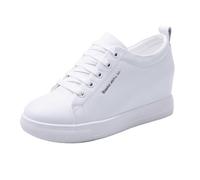 TOSOFT Chaussures Blanches for Femmes Baskets Rehaussant Les Talons Compensés Semelle Souple Bas Haut Classique Confort Plate-Forme Chaussure Baskets (Color : White, Size : 34)