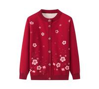 TOSOFT Gilet En Polaire Style Mamie Pull D'automne-hiver Veste Décontractée Boutonnée Pull-over Manteau Idéal For Superposer Les Vêtements(Red,XL)