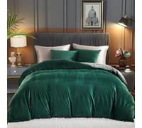 Tospass Flanelle Housse de Couette 200x200 Adulte Hiver Vert Foncé Parure de Lit en Velours Chaud Ultra Doux avec Fermeture Éclair Linge de Lit 2 Personnes avec 2 Taies d'oreiller 65x65 cm