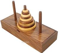 TOSQP27 Tour de Hanoi Jeu Cadeau Puzzle en bois Casse-tête Tour Hanoi 9 anneaux Jeux de logique Casse-tête Apprentissage de la pensée intellectuelle Jouet en palissandre de qualité supérieure