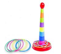 Tossing Ring Game Set Colorful Large Taille Intérieur Sport extérieur Jouet pour Enfants Famille PVC Matériel sûr 8 Anneaux 9 Posts d'empilement