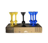 TOSSIT Jeu fléchette ventouse, pétanque intérieur extérieur pour sol et mur, silicone puissant et durable, Starter Pack, Bleu Jaune