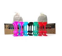 TOSSIT Jeu Fléchette Ventouse, Pétanque Intérieur Extérieur pour Sol et Mur, Silicone Puissant et Durable, Twin Pack, Rouge Cyan Rose Bleu