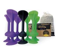 TOSSIT Jeu Fléchette Ventouse, Pétanque Intérieur Extérieur pour Sol et Mur, Silicone Puissant et Durable, Starter Pack, Violet Vert