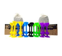 TOSSIT Jeu Fléchette Ventouse, Pétanque Intérieur Extérieur pour Sol et Mur, Silicone Puissant et Durable, Twin Pack, Violet Vert Bleu Jaune