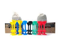 TOSSIT Jeu Fléchette Ventouse, Pétanque Intérieur Extérieur pour Sol et Mur, Silicone Puissant et Durable, Twin Pack, Rouge Cyan Bleu Jaune