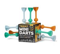 TOSSIT Mini Darts, Jeu de Fléchettes à Ventouse, Pétanque Intérieur Extérieur Mur et Sol, Silicone Durable, Jeu de Société et Voyage, 9 Fléchettes, 3 Couleurs, Beach Edition, Bleu Glacier Cyan Caramel