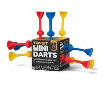 TOSSIT Mini Darts, Jeu de Fléchettes à Ventouse, Pétanque Intérieur Extérieur Mur et Sol, Silicone Durable, Jeu de Société et Voyage, 9 Fléchettes, 3 Couleurs, Classic Edition, Rouge Bleu Jaune
