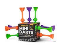 TOSSIT Mini Darts, Jeu de Fléchettes à Ventouse, Pétanque Intérieur Extérieur Mur et Sol, Silicone Durable, Jeu de Société et Voyage, 9 Fléchettes, 3 Couleurs, Neon Edition, Orange Violet Vert