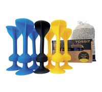 Gigamic Jeu Tossit – Fléchettes ventouse, silicone durable, Intérieur/Extérieur – Bleu/Jaune