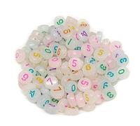 TOSSPER 100 Pcs Perles De Numéro Acrylique Lumineux Perles D'espaceur À Disque Rond Perles Charmes pour Le Bracelet De Boucle d'oreille