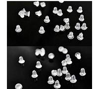 TOSSPER 100pcs Caoutchouc Boucle d'oreille Souple Stud Clair Retour Stoppers Bouchon en Plastique Oreille branchent
