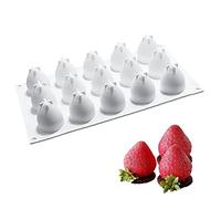 TOSSPER 15 Moules De Gâteau À Fraise De Cavité, Moules en Silicone Forme De Fruit Dessert Mousse De Pâte Au Chocolat pour Gâteaux Décorer