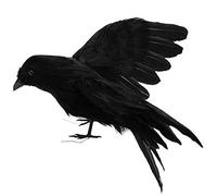 TOSSPER 1pc Black Crows Halloween Faux Corbeau avec Nid Main Artificielle Corbeau Leurres Fake Raven Bird