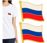 TOSSPER 2 Pcs Russie Flag Email Brooch Épingle Russian Flag Médaille Badge Badge des Armes Bijoux Patriotique pour Femmes
