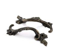 TOSSPER 2pcs Meubles Anciens Poignées Feuilles Rayées Sculpté Boutons De Porte Tiroir Boîte Cabinet Armoire Zips Décoration