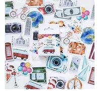 TOSSPER 46 Pcs Nouveau Voyage Autocollant Bricolage Rétro Stickers Voyage pour Diary Scrapbooking Décor adhésif Mémo Papeterie Pad