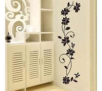 TOSSPER Black Flower Vine Stickers Muraux Réfrigérateur Fenêtre Placard Décor Mural Art Affiches pour Chambre Salon