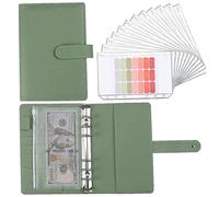 TOSSPER Planificateur Classeur Budget 1set A6 avec des Enveloppes Trésorerie 12 Pièces, Classeur Portable en Cuir PU Coloré, Vert