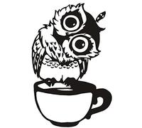 TOSSPER Stickers Muraux, Cartoon Hibou sur La Tasse Tasses À Café Art Decal Kitchen Restaurant Pub