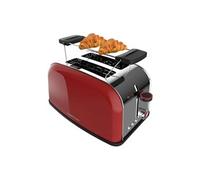 Cecotec Grille-pain vertical Toastin' time 850 Red, 850 W, Double fente courte et fente large de 3,8 cm, Varillas Superiores, Acier inoxydable, Arrêt et Popup automatiques, Bac à miettes