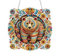 TOSTOG Diamant Peinture Pendentif Ours totem 5D DIY Diamant Painting Pendentif style bohème Diamond Painting Pendant Kit pour Jardin Maison Porte et Fenêtre Décoration Cadeaux (19.7×19.4cm)