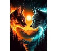 TOSTOG Diamond Painting Kit Adulte,Diamant Painting Images Ronde Diamond Peinture Diamant Adulte,Deux Chats 5D DIY Cristal Débutant Art Set pour Décoration Murale Maison 30x40cm