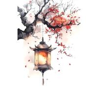 TOSTOG Diamond Painting Kit Adulte,Lanternes de Style Chinois Diamant Painting Images Ronde Diamond Peinture Diamant Adulte,5D DIY Cristal Débutant Art Set pour Décoration Murale Maison 30x40cm